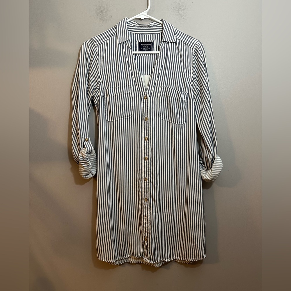 Abercrombie & Fitch Blue/White Striped Shirtdress Size XS